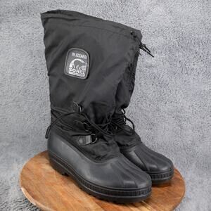 Sorel Blizzard Boots Mens 9 Rubber Soles Wool Lined Lace Up Black